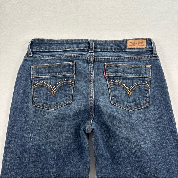 Levi's Y2K 515 Boot Cut Jeans Women's Size 8M Dark Fade Wash Studded Boho EUC - Picture 6 of 9